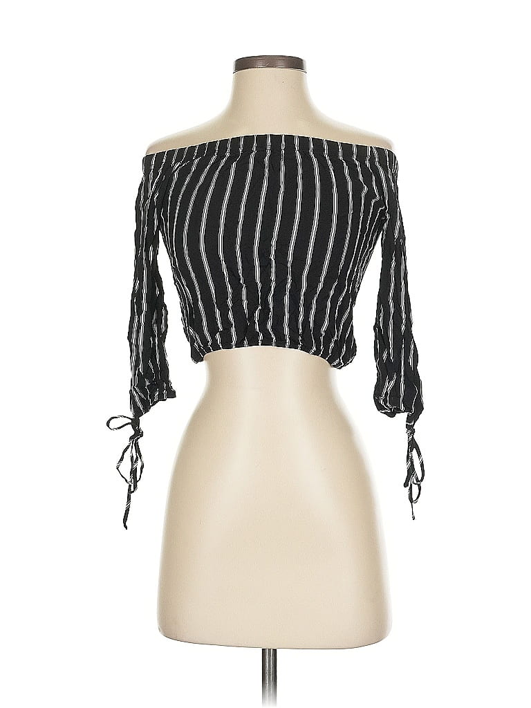 Pre-owned La Hearts 3/4 Sleeve Top Black Off The Shoulder Neckline Tops