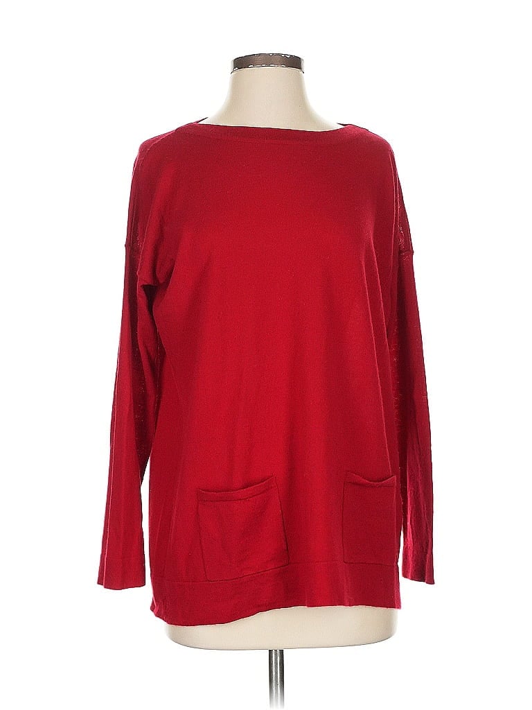 Pre-owned Jjill Wool Pullover Sweater In Red
