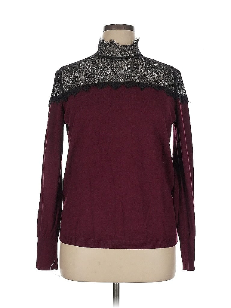 Jennifer Lopez 100% Nylon Burgundy Turtleneck Sweater Size XL - photo 1