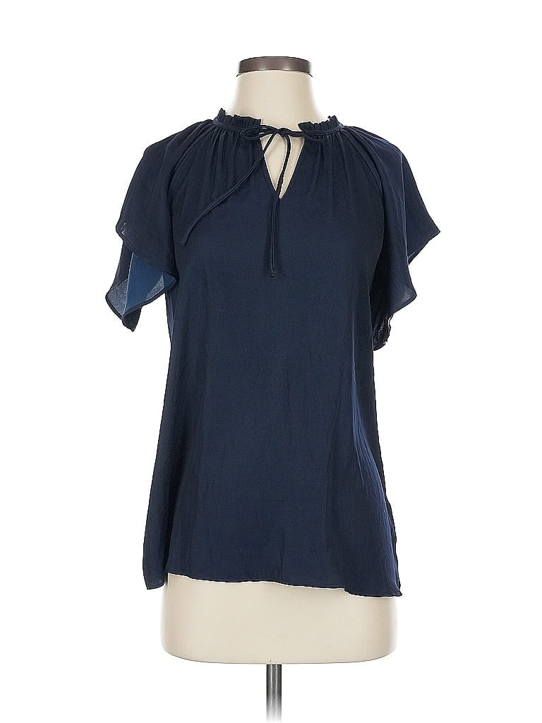 Pre-owned Ann Taylor Loft Outlet Short Sleeve Blouse In Blue