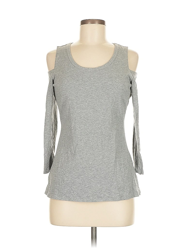 Pre-owned The Limited 3/4 Sleeve Top Gray Cold Shoulder Neckline Tops