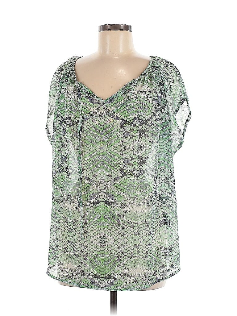 Pre-owned Cabi Short Sleeve Blouse In Green