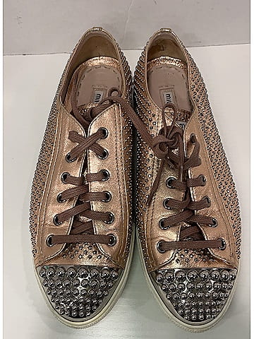 Miu Miu Gold Pink Sneakers Size EU 39 1/2
