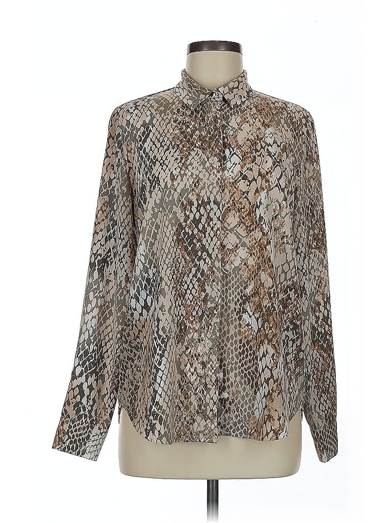 Pre-owned H&m Long Sleeve Blouse In Silver