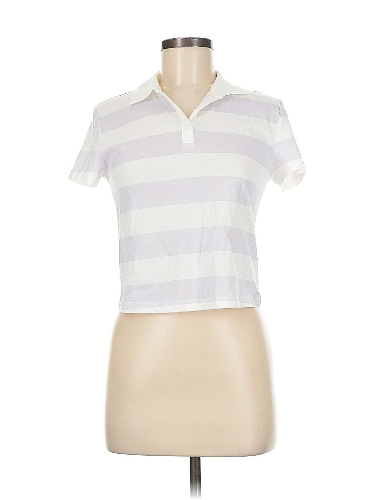 Pre-owned Divided By H&m Short Sleeve Polo Shirt In White