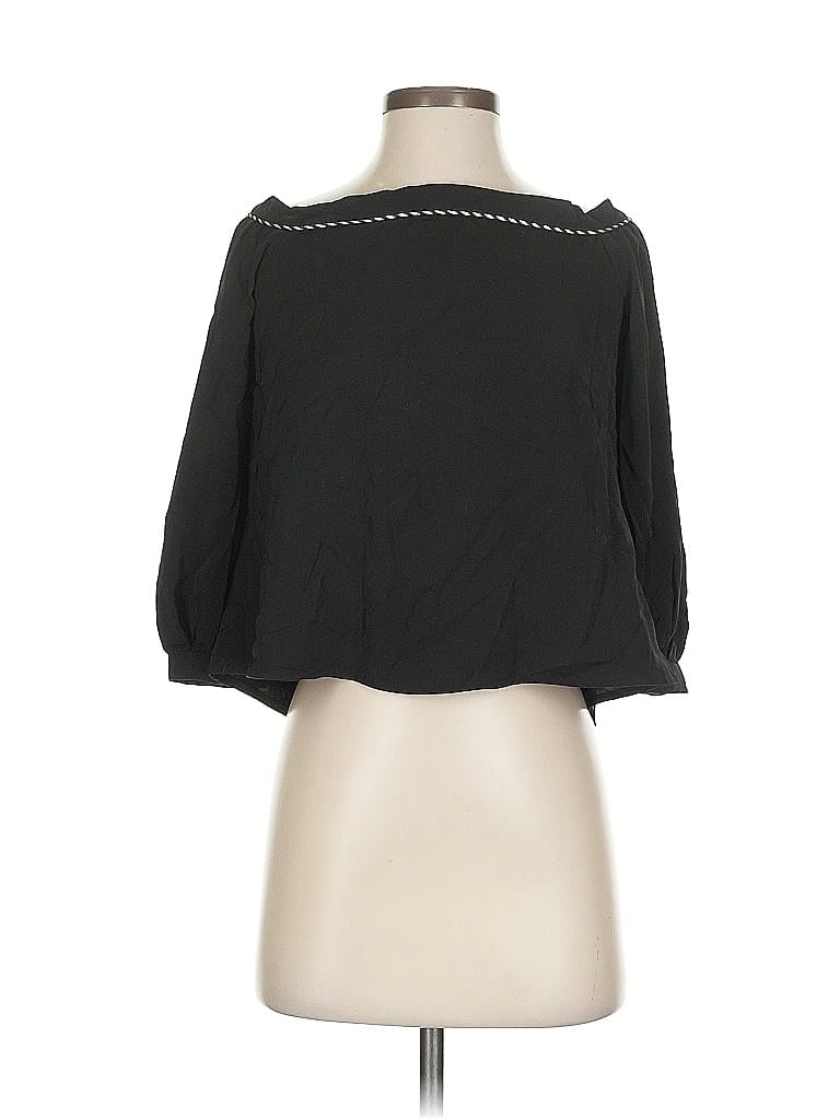 Pre-owned Studio 3/4 Sleeve Blouse In Black