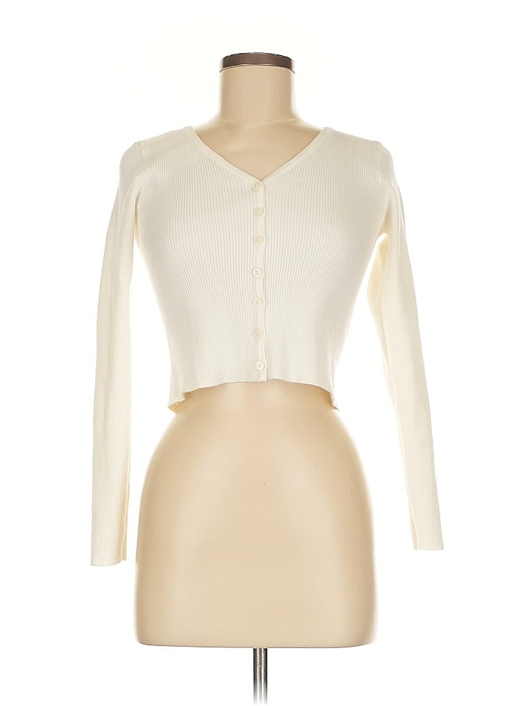 Pre-owned Brandy Melville Cardigan Sweater In White