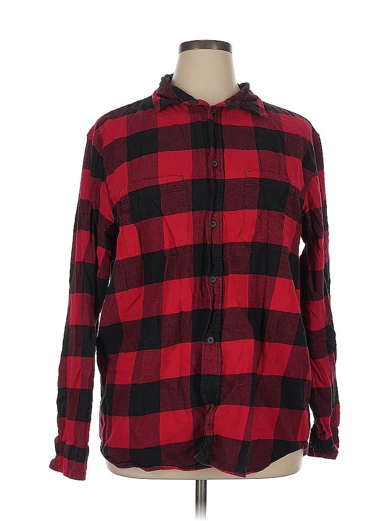 Pre-owned Divided By H&m Long Sleeve Button Down Shirt In Red