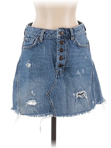 We the Free Denim Skirt (view 1)