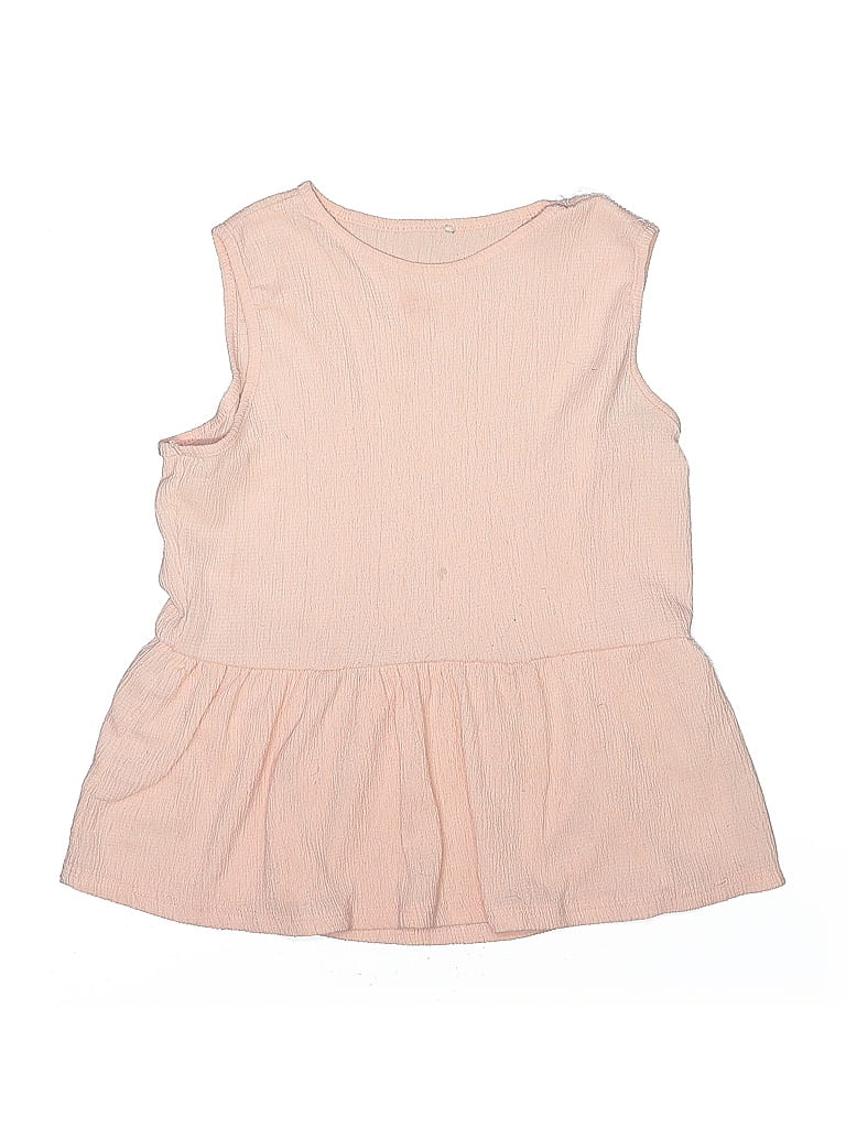 Pre-owned Unbranded Kids' Sleeveless Top Pink Ruffles Neckline Tops