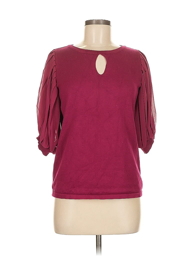 Click to view more detailed imagery on our partner's website Pre-owned Alove Story A...love Story 3/4 Sleeve Top Burgundy Keyhole Neckline Tops