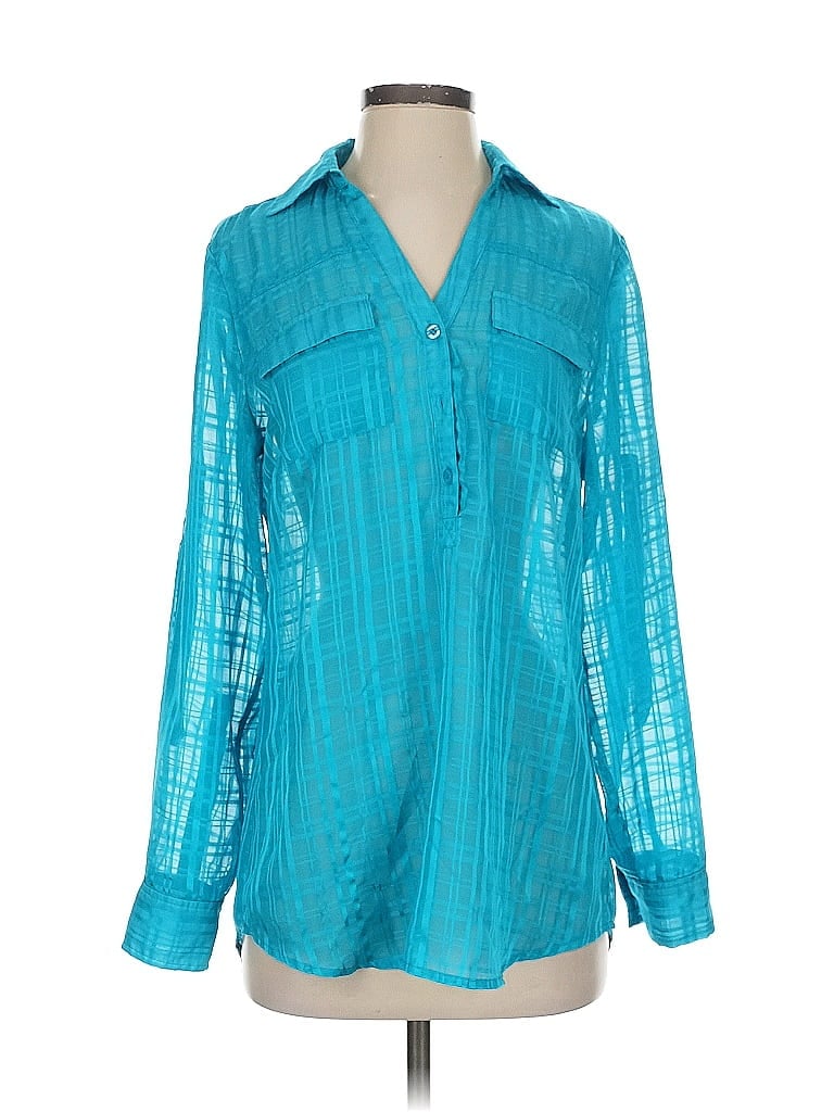 Click to view more detailed imagery on our partner's website Pre-owned New York And Company Long Sleeve Blouse In Blue