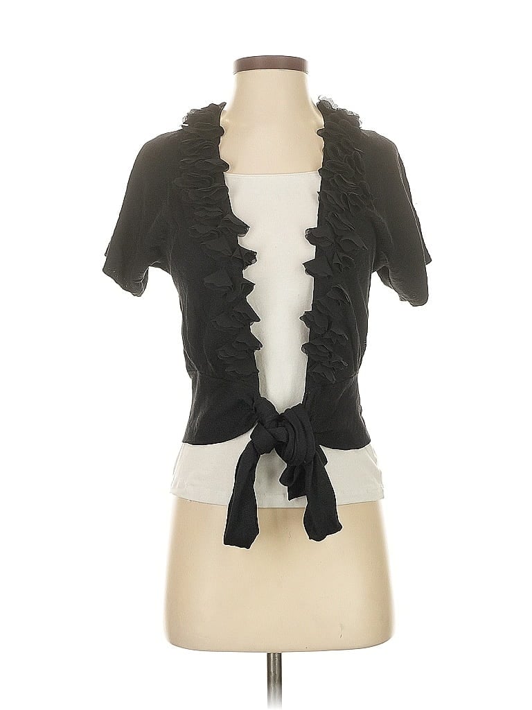 Pre-owned Lafayette 148 Short Sleeve Top Black Sweetheart Neckline Tops