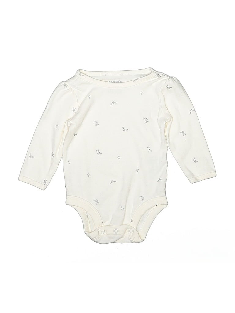 Pre-owned Carter's Babies' Long Sleeve Onesie In White