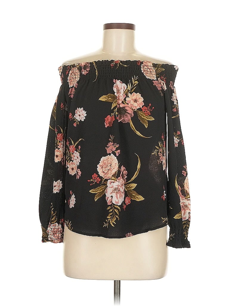 Pre-owned J For Justify Long Sleeve Blouse In Black