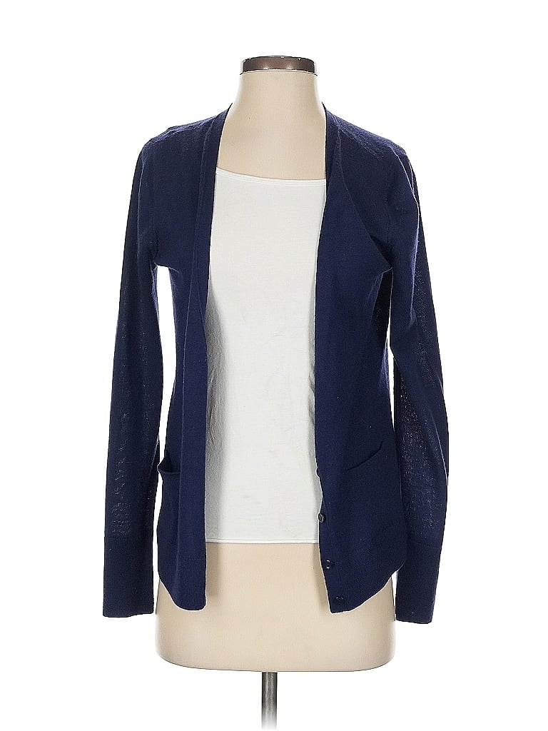 Pre-owned Halogen Wool Cardigan Sweater In Blue