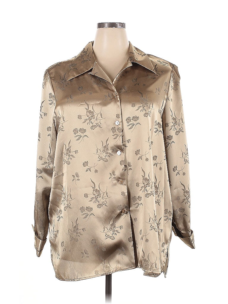Christie & Jill 100% Polyester Tan Long Sleeve Blouse Size 2X - photo 1