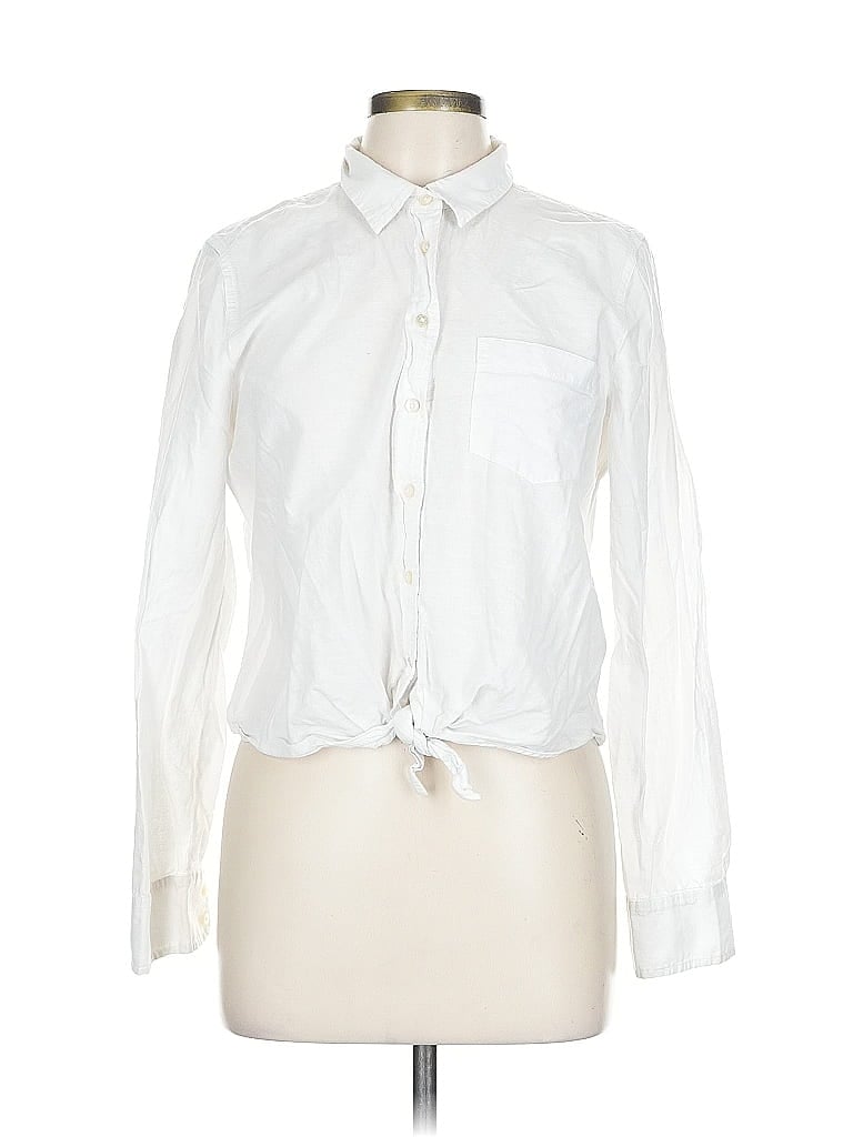 Pre-owned J.crew Factory Store Long Sleeve Button Down Shirt In White