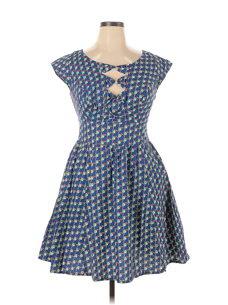 eShakti 100% Cotton Argyle Blue Casual Dress Size 3X - photo 1