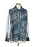 Worth New York 100% Polyester Animal Print Blue Long Sleeve Blouse Size 6 - photo 1