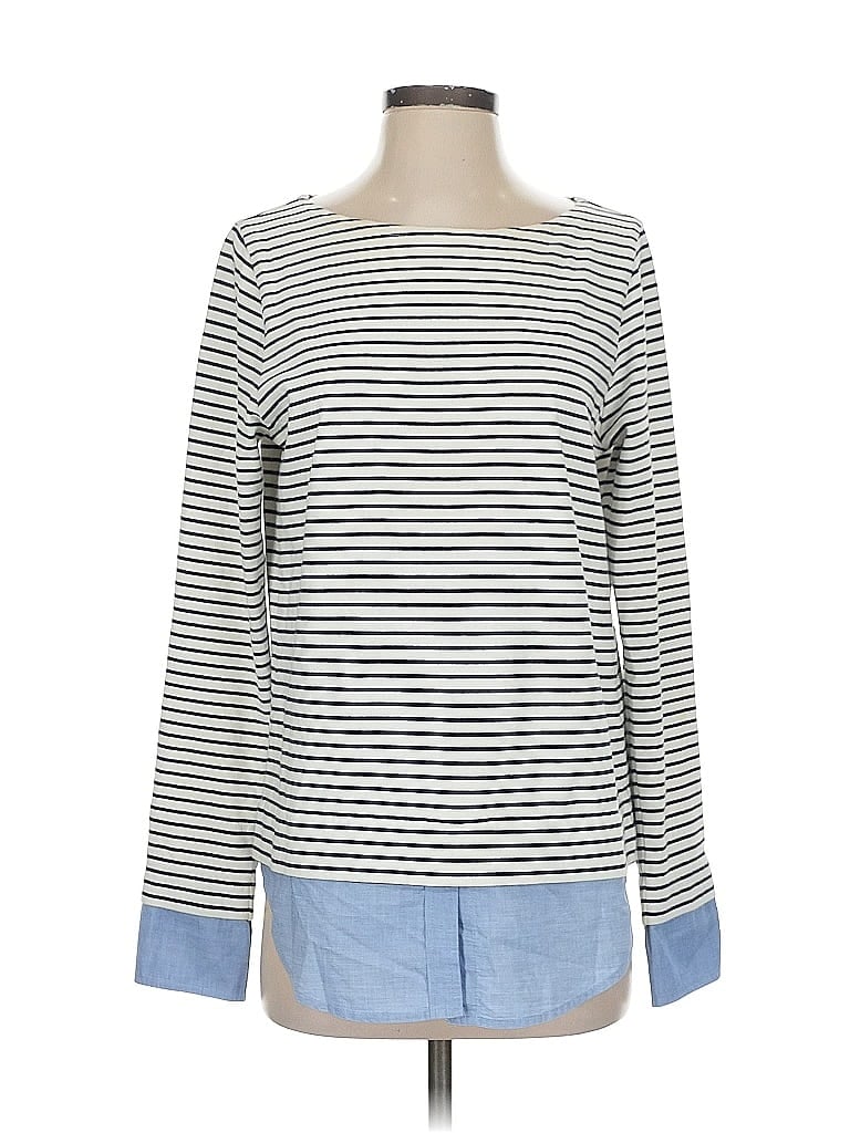 Pre-owned J.crew Mercantile Long Sleeve Top Ivory Boatneck Tops In White