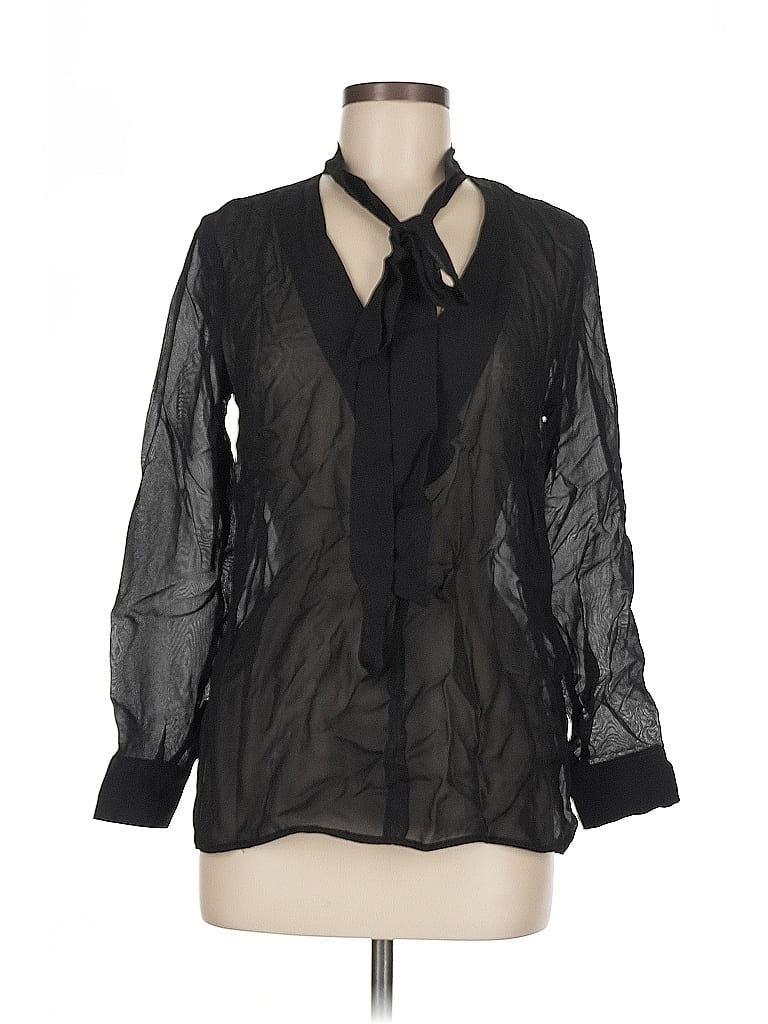 Pre-owned Topshop Long Sleeve Blouse In Black