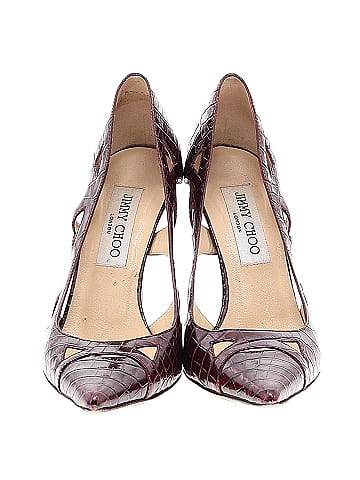 Jimmy Choo Leather Croc-Embossed Cutout Pumps 100mm (view 2)
