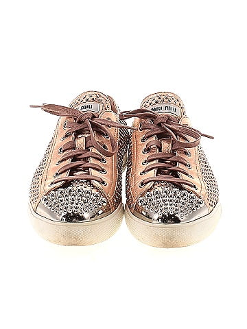 Miu Miu Gold Pink Sneakers Size EU 39 1/2