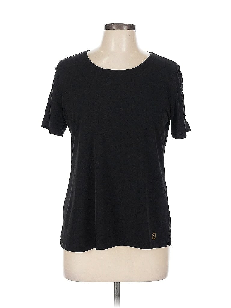Pre-owned Michael Michael Kors Short Sleeve Top Black Crew Neck Tops