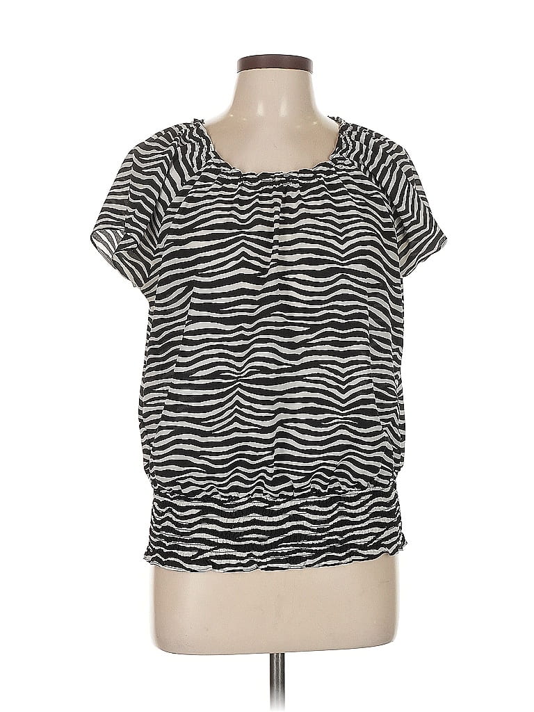 Pre-owned Michael Michael Kors Short Sleeve Top Black Scoop Neck Tops