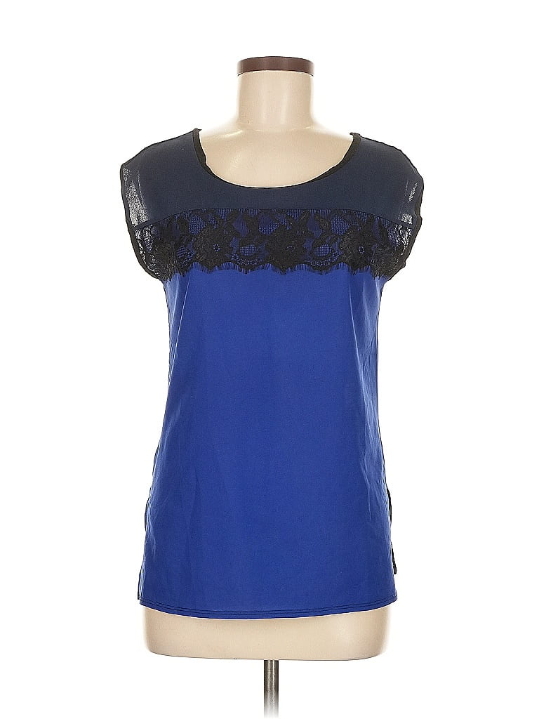 Pre-owned Mystree Short Sleeve Top Blue Scoop Neck Tops