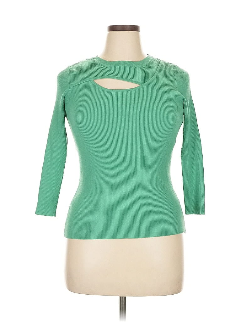 Pre-owned Carmen Marc Valvo Cardigan Sweater In Green