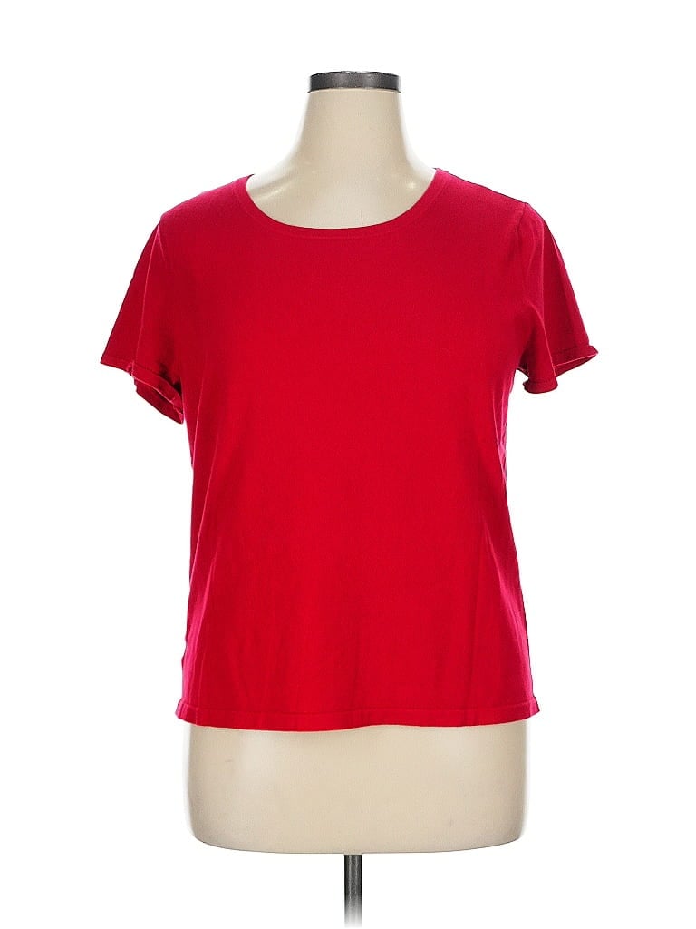 Pre-owned Evan Picone Short Sleeve Top Red Scoop Neck Tops