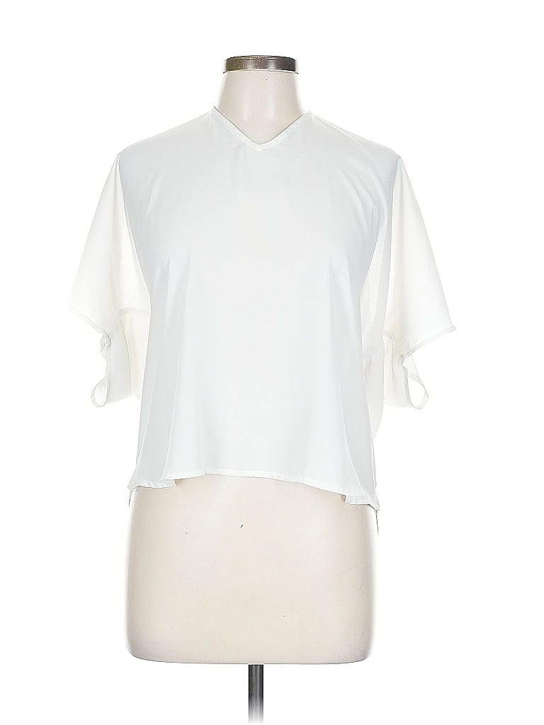 Pre-owned Shinestar Short Sleeve Blouse In White