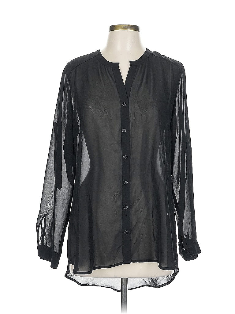 G by Giuliana Rancic 100% Polyester Black Long Sleeve Blouse Size L - photo 1