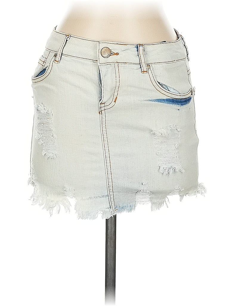 Pre-owned Dollhouse Denim Skirt In White