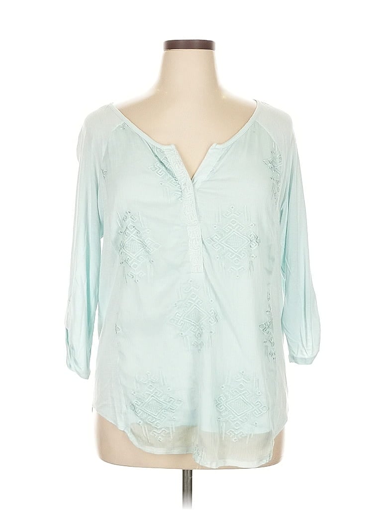 Pre-owned Rxb 3/4 Sleeve Blouse In Blue
