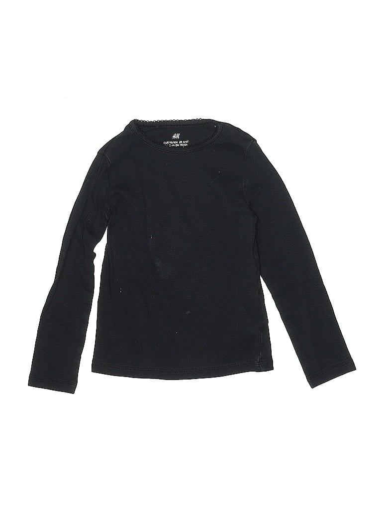 Pre-owned H&m Kids' Long Sleeve Top Black Crew Neck Tops