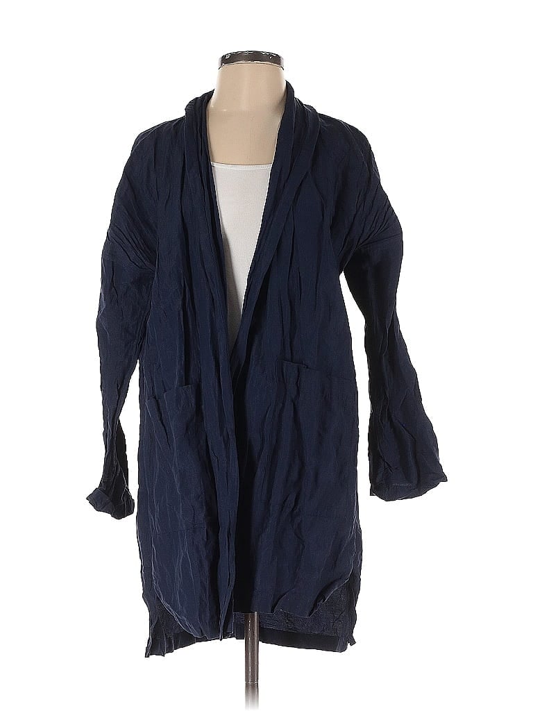 Pre-owned Eileen Fisher Coat In Blue