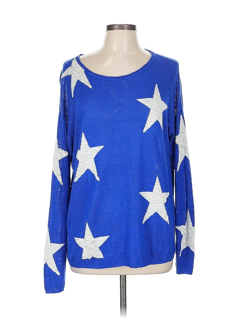 G by Giuliana Rancic 100% Rayon Stars Blue Pullover Sweater Size L - photo 1