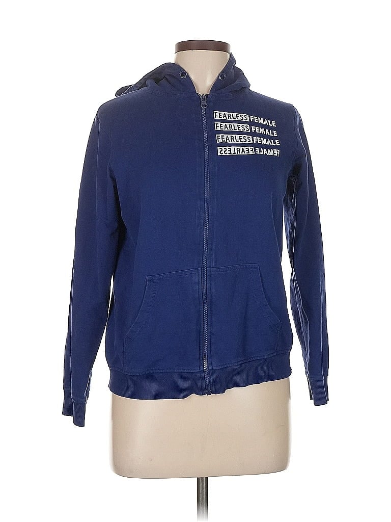 Pre-owned Assorted Brands Zip Up Hoodie In Blue