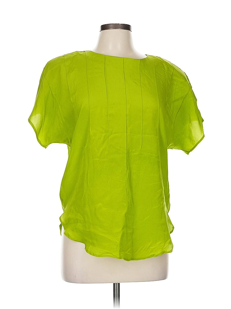 Click to view more detailed imagery on our partner's website Pre-owned Jordan Short Sleeve Silk Top Green Square Neckline Tops