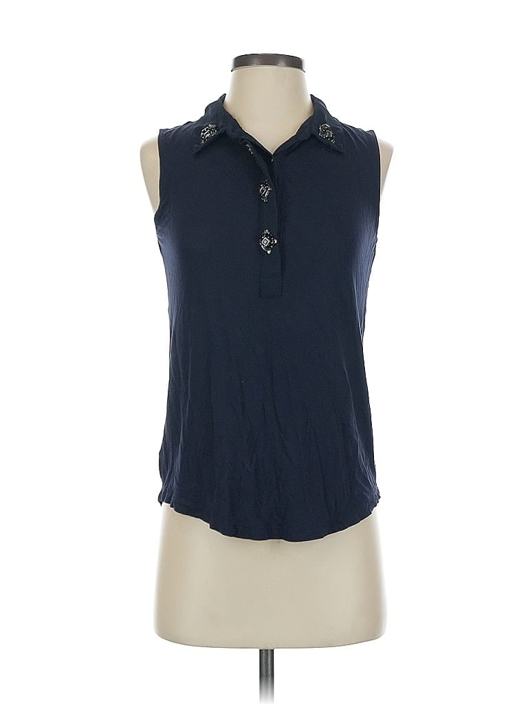 Pre-owned Ann Taylor Loft Sleeveless Button Down Shirt In Blue