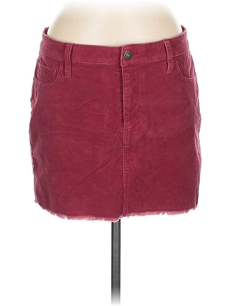 Pre-owned Abercrombie & Fitch Denim Skirt In Burgundy