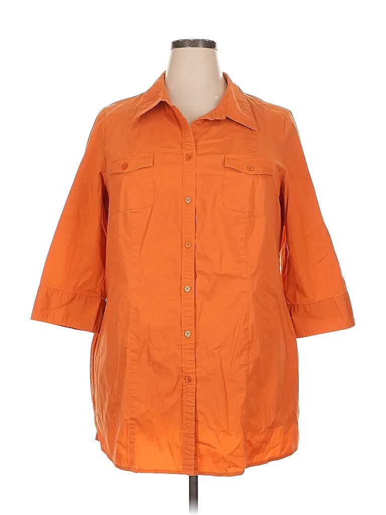 VENEZIA Pre-owned 3/4 Sleeve Button Down Shirt In Orange