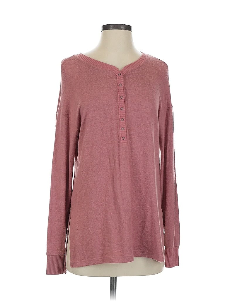 Pre-owned Abercrombie & Fitch Long Sleeve Henley Shirt In Pink
