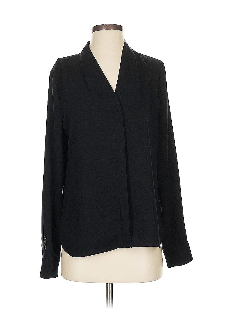 Pre-owned Halogen Long Sleeve Blouse In Black