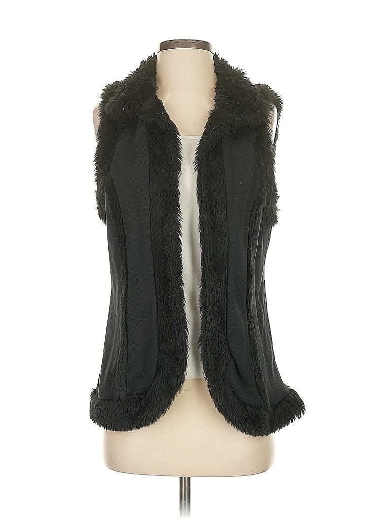 Pre-owned Style & Co Faux Fur Vest In Black