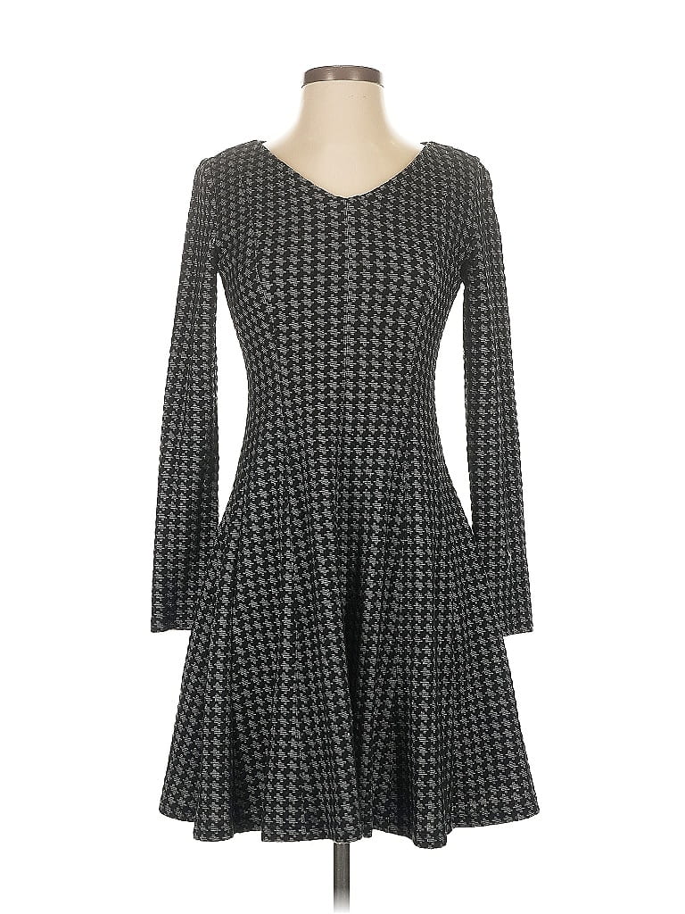 Plastic Island Houndstooth Gray Casual Dress Size S - photo 1