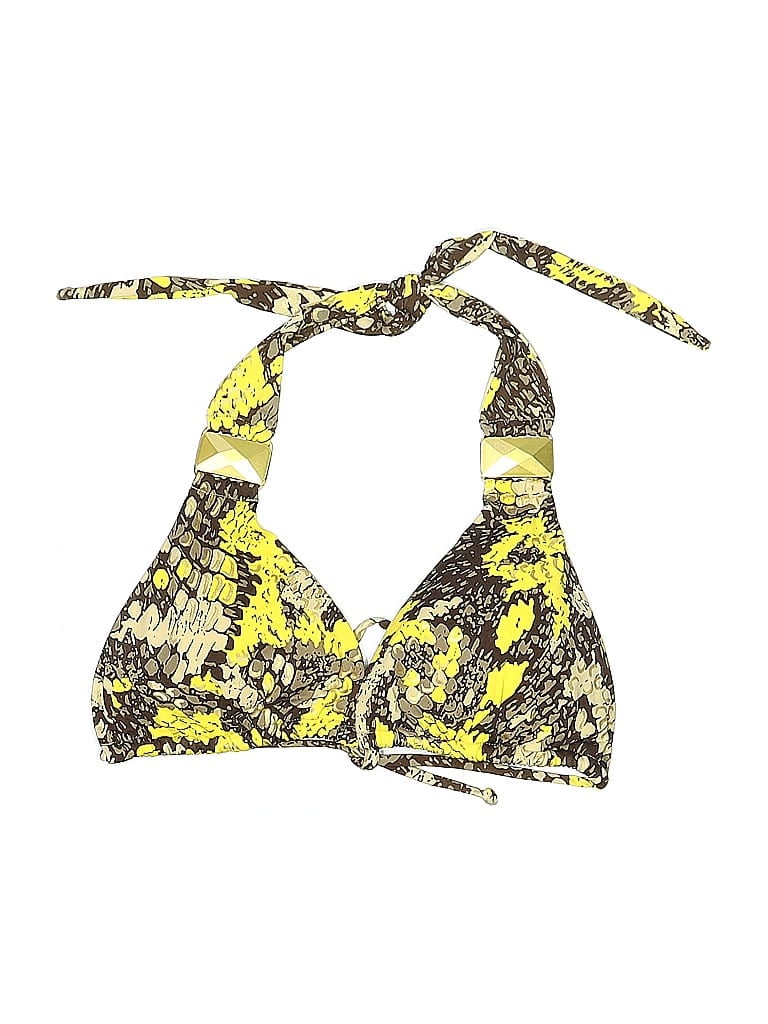 Pre-owned Ondademar Swimsuit Top Yellow Print Pattern Swimwear